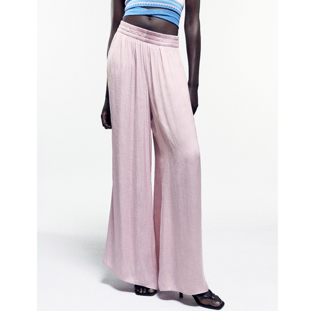 Zara Flowy Wide Leg Silky Pants